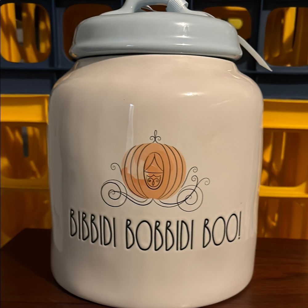 Disney Rae Dunn Cinderella Ceramic Storage Jar with Bibbidi Bobbidi Boo Design